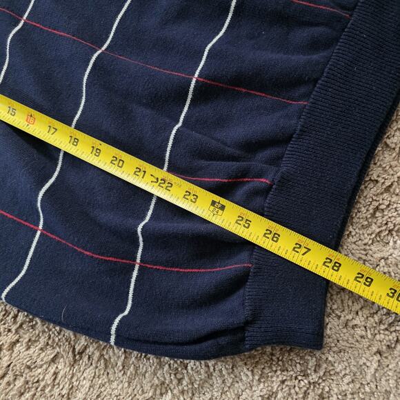 Vintage Jantzen Plaid Collared Sweater Mens XL Navy Blue Preppy Golf 90s Retro - Picture 8 of 8